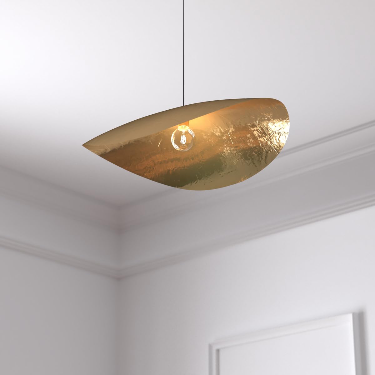 Atmosphera - Suspension Arlo - Abat-jour en Métal Doré D56cm - Ampoule Non Incluse E27 25W - Luminaire pour Salon, Cuisine, Bureau, Chambre
