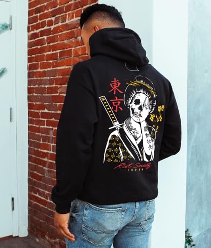 Riot Society Geisha Shame 2.0 Mens Hoodie, Perfect Sweater for the Champion to Wear Into the AM - Black, Large