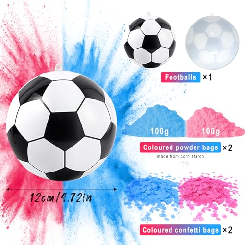 Miniatura 2 de Balón De Fútbol Revelador De Género Hillylolly Gender Reveal Soccer Ball Con Polvo Y Papel, Gender Reveal Football, Kit Para Baby Shower Niñas Y Niños, Revela El Sexo Del Bebé Para Sorpresa