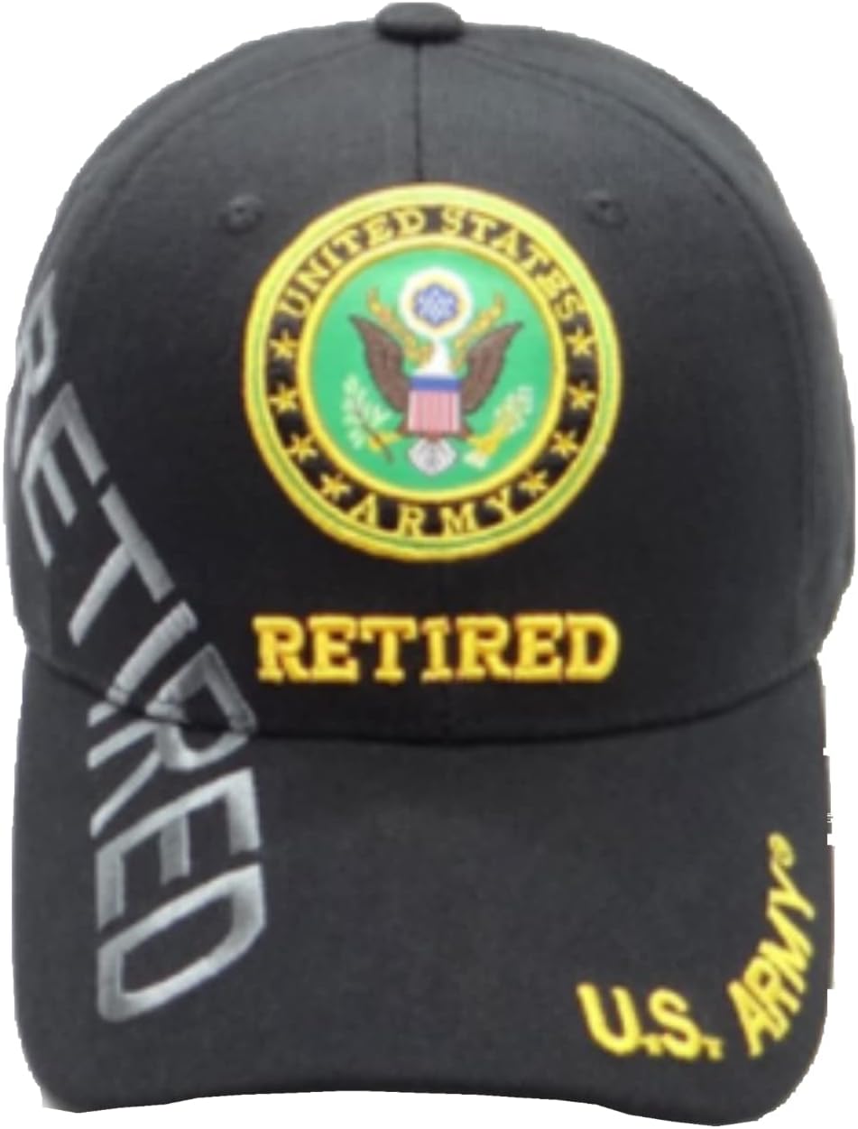 Army Emblem Retired Shadow on Side Baseball Cap, Black