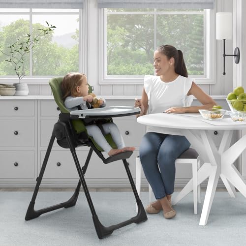 Image of Jeep by Delta Children Classic Convertible 2-in-1 High Chair for Babies and Toddlers with Adjustable Height, Recline & Footrest - Dishwasher Safe Meal Tray, Olive Green