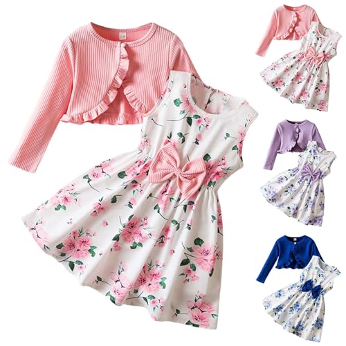 Conjunto para niña de vestido sin mangas y rebeca manga larga, ropa infantil de 3 a 7 años 5
