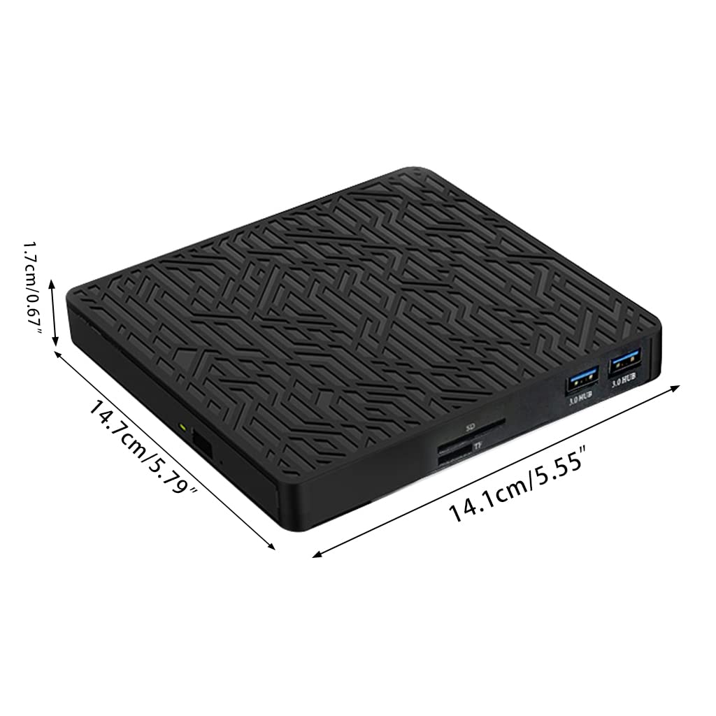 VCD CD externe multifonction pour graveur USB 3.0 + câble de données Type-C double tête avec lecteur de carte USB 3.0/TF