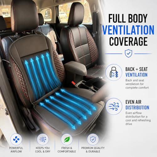 Image of Car Ventilated Cooling Seat Cushion Cover (Black, Pack of 2 Ventilated Cooling Seat)