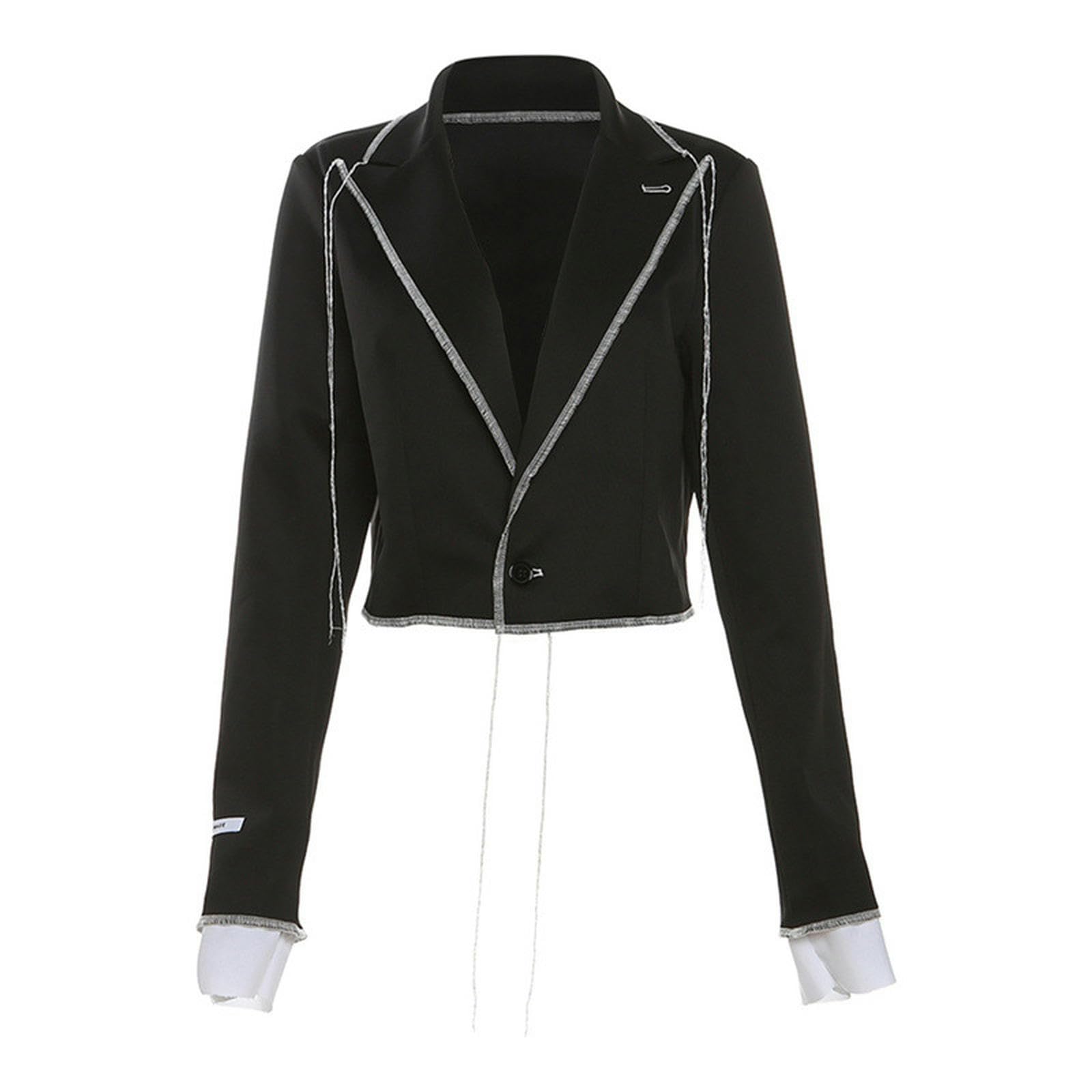 Veste manches longues col en V coupe fluide veste noire polyvalente taille S