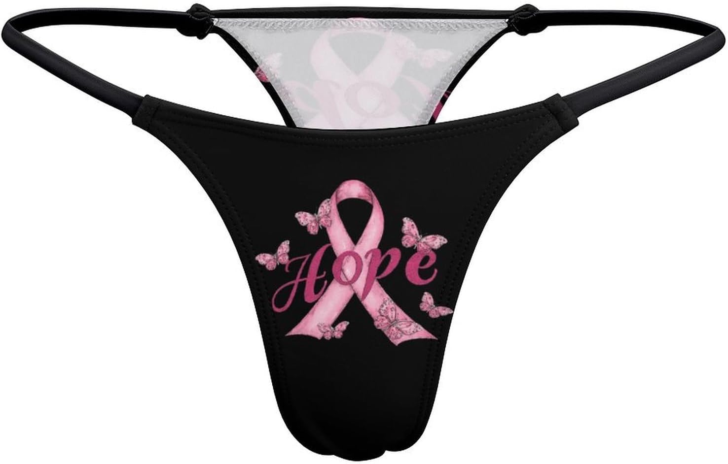 Breast Cancer Awareness Ribbon Hope Thongs for Women Underwear G-String Panties