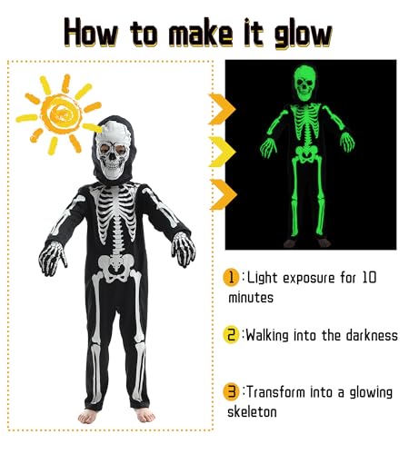 Disfraz esqueleto infantil con accesorios luminosos miniatura 2