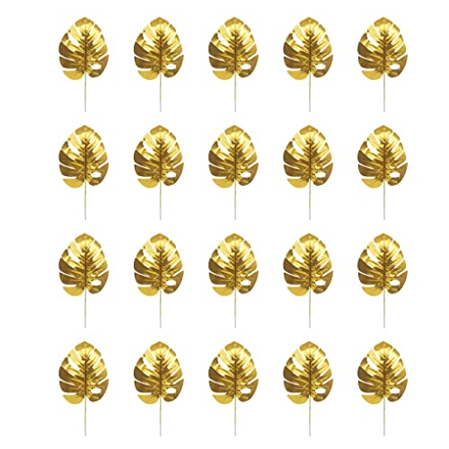 lopituwe 20pcs Festa Nuziale Decorazione Artificiale Compleanno sparsi Palma Tropicale Simulazione Imitazione Disposizione dell'oro, Tartaruga 39cm A01470