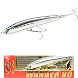 LUCKY CRAFT Wander 80 11.5G, Shimmy Fall, Sinking, Bass Fishing Lures, Forward Facing Sonar, Large, Smallmouth, Striped, Fishing Gear, Fishing Accessories, Fishing Tackle (374 FFS All Chrome)
