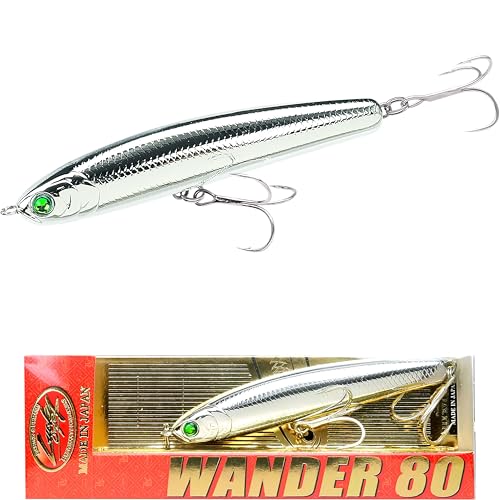 LUCKY CRAFT Wander 80 11.5G, Shimmy Fall, Sinking, Bass Fishing Lures, Forward Facing Sonar, Large, Smallmouth, Striped, Fishing Gear, Fishing Accessories, Fishing Tackle (374 FFS All Chrome)