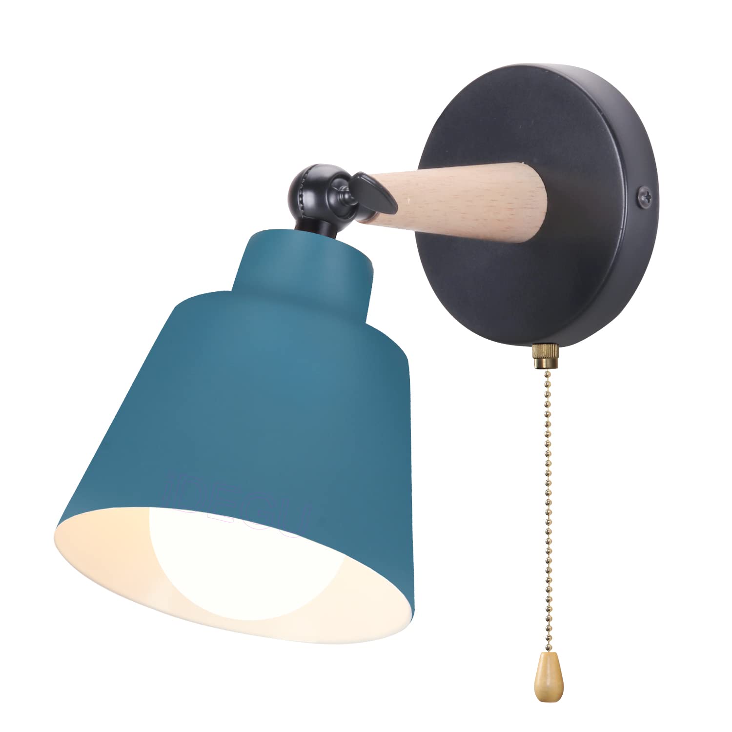 iDEGU Vintage Retro Wall Light E27 Industrial Wood and Metal Adjustable Interior Wall Lamp with Switch Modern for Bedroom, Hallway, Living Room (Oxford Blue) — image 1