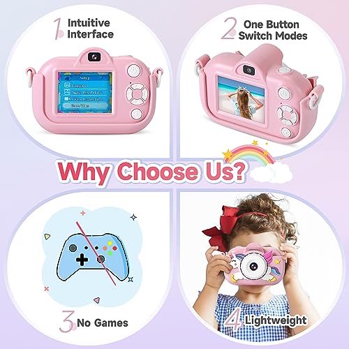 Kids Camera for Toddler Girls Boys Aged 3-9, YEEHAO 32MP Kids Toys Digital Camera 3 4 5 6 7 8 9 Year Old Girls, Children Birthday Gift for Kids - image 3