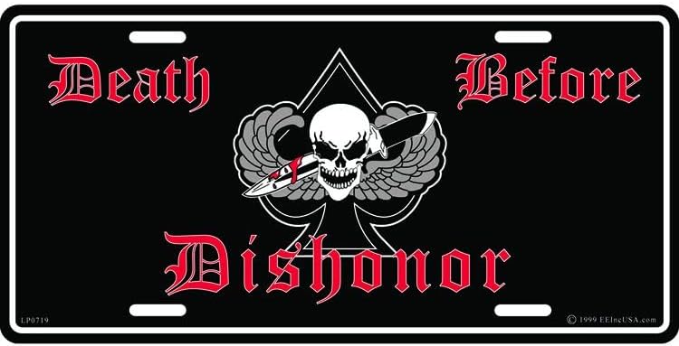 Eagle Emblems LP0719 License Plate Frame - Death Before Dishonor - 6 x 12 in.