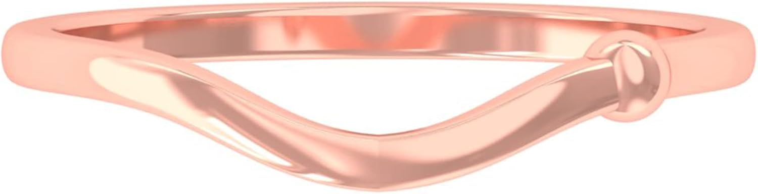 PANOPLY Two Tone 925 Sterling Silver Wishbone Ring for Woman, Yellow Gold Plated Point V Shape Eternity Band, Curved Stacking Engagement Matching Jewelry Chevron Guard Wave Enhancer Gift for Her Wife