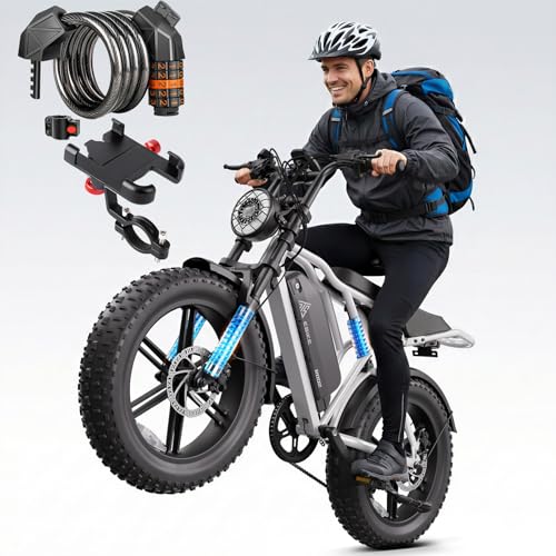 Image of TST Electric Bike for Adults, 1500W Peak Motor, 28 MPH, 20 inch x 4.0 inch Fat Tire E-Bike, 48V 15Ah Removable Battery, Dual Hydraulic Disc Brakes, Dual Suspension, LCD & APP Control, Ebike with Holder