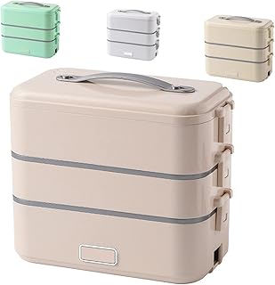 Electric Lunch Box for Hot Meals, Portable Food Warmer Heated Lunch Boxes 1/2/3 Layers Stainless Steel Container