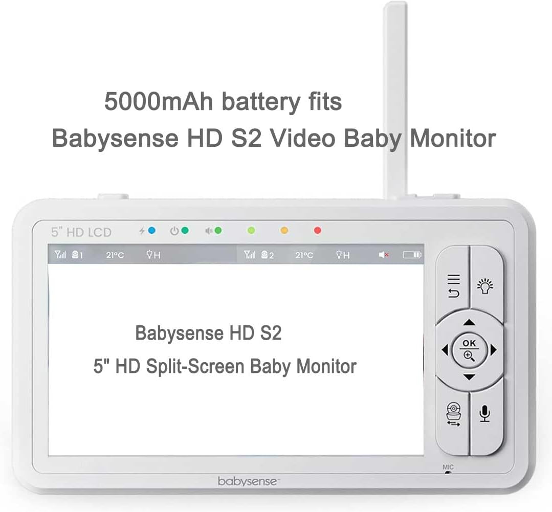 AOLIKES 5000mAh Battery Replacement for Momcozy BM01, Bonoch BBM03, BBM01, Babysense HD S2 Video Baby Monitor, Compatible with Original, Plug and Play
