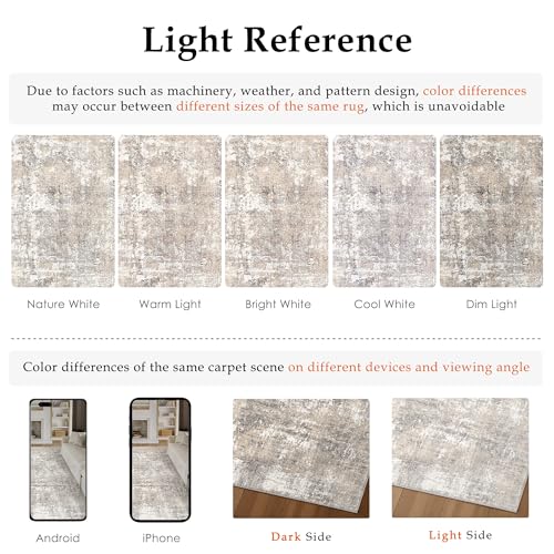 Machine Washable Area Rug 4x6 Beige Gray Modern Abstract Neutral Office Door Mat Indoor Accent Low Pile Carpet Distressed Throw Rug Bedroom Living Dining Room Kitchen Non Slip