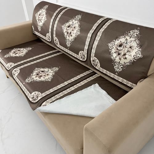 Image of Homerz Premium Waterproof Jasmine Joe Sofa Seat Cover - Floral Printed Sofa Protector | Non-Slip, Washable & Durable Sofa Protector (Coffee, 7 (3+2+2) Seater with Back)