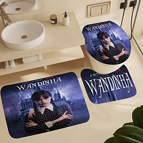 Wednesday Adams 4 Stück Duschvorhang Sets,enthalten Anti-Rutsch-Teppich,Toilettendeckel Abdeckung, Badematte Und… – Bild 7