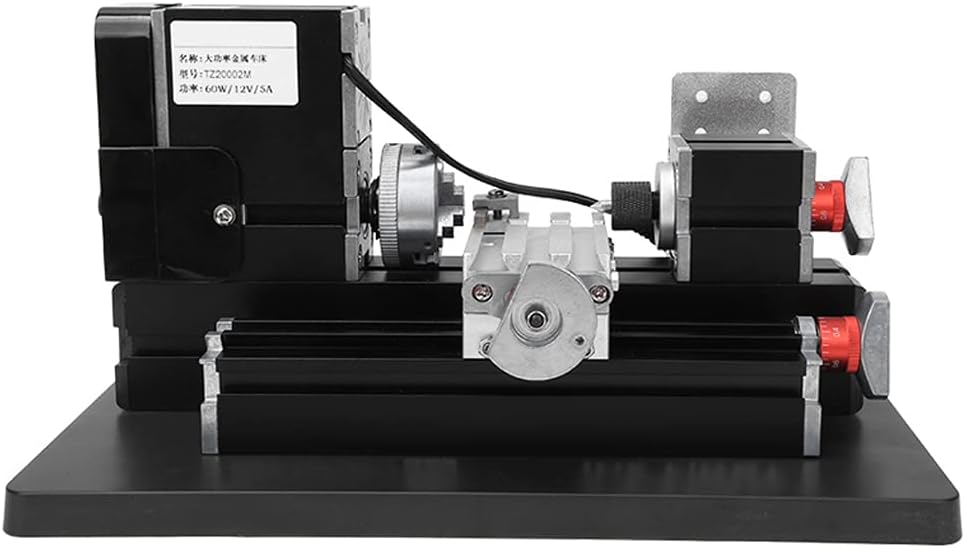 JTLB Metal Lathe, High Power 60W Motor with Belt Protection Cover, for Wood Plastic Soft Metal Processing 135mm Length 12000rpm