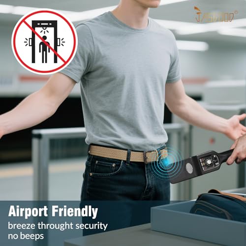 Image of JASGOOD Elastic Braided Belt Men Stretch Golf Woven Casual Jeans Pants Canvas Fabric Tsa Approved Metal Free Belt