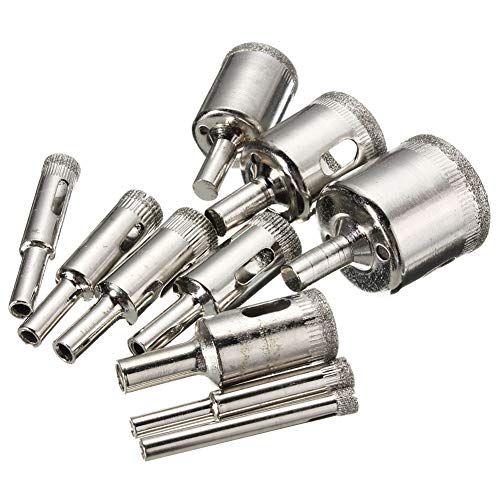 Broca de diamante BOLLAER para mármol, vidrio y cerámica (set de 15 piezas), diámetros de 6 a 50 mm, acero al carbono miniatura 5