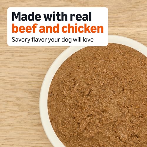 Image of Amazon Basics Wet Dog Food, Meaty Loaf, Filet Mignon Flavor, Made with Real Chicken and Beef, 13.2 oz can (Pack of 12)