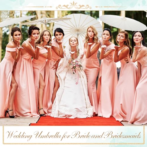 image for Huhumy 12 Set Parasol Umbrella 33 Inch Wedding Paper Umbrellas Thank Y
