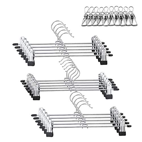 Qualsen Pants Hangers, 15Pack Adjustable Pants Hangers With Clips Baby Hangers With Clips Skirt Hangers With Clips Clothes Hanger Clips #TOP19