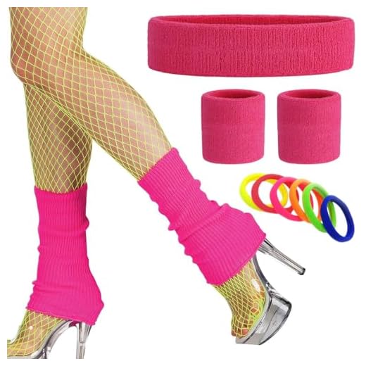 Accesorios Mujer de Ropa Años 80 Disfraz, 80s Accesorios de Disfraces Fiesta - Calentadores de Piernas&Deportes Diadema Muñequera Set, 80s Accesorios de Traje Accesorios de Disfraz de Los Años 80 y 90