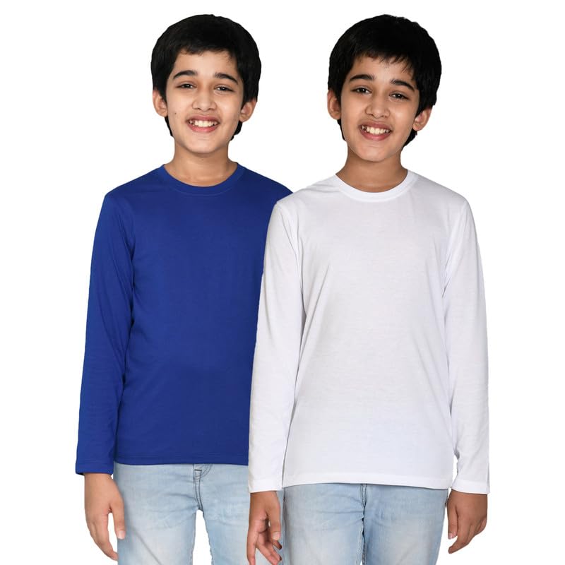 Image of Nusyl Boys Solid Cotton Blend Tshirts - Soft & Comfortable Full-Sleeves T-Shirts | Casual Wear for Kids & Teen Boys | Full Sleeves T-Shirts |- NUBCTSF001-PO2-1