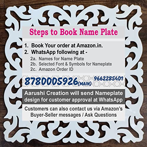 Aarushi Creations Personalized Home Door Name Plate -3 Year Warranty - Acrylic with Acrylic Embossed letters with Mirror Shine 0429D (20x12 Inch)