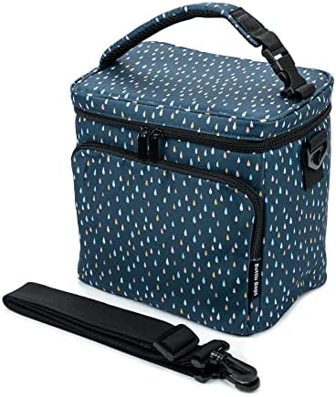 Insulated Breastmilk Cooler Bag With 3 Pockets - Waterproof Baby Bottle Cooler Bag Can Hold 6 Large 9 Ounce Bottles - The Perfect Tote Bottle Bag For Daycare, Nursing Moms, Travel - Raindrops