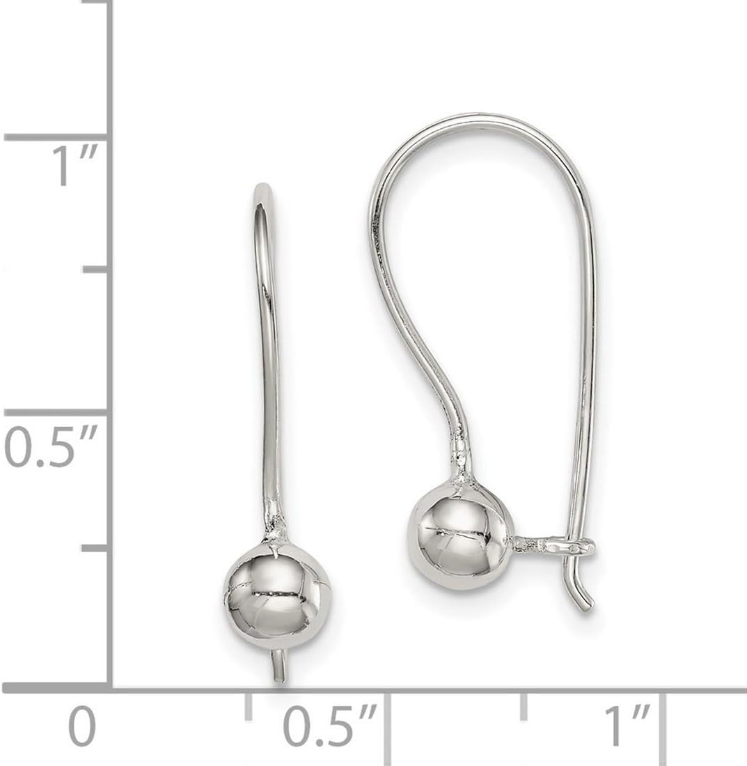 925 Sterling Silver Polished Kidney wire 5mm Ball Earrings 18x5mm Wide Ball Earring for Women