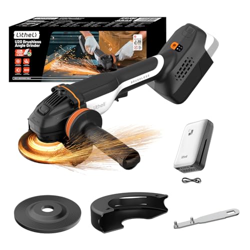 Litheli 20V Akku Winkelschleifer 125mm, 8500 U/min mit 4.0Ah Akku & bürstenlosem Motor, Drehzahlregelung zum Schneiden, Schleifen, Polieren, Entrosten, Kabellos für Metall, Stein, Holz