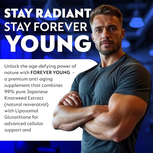 Image of Forever Young Capsules -Pure Antioxidant & Anti-Aging Supplement | Skin Radiance, Detox & Wellness Support | Liposomal Glutathione & 99% Japanese Knotweed Extract | Heart & Brain support Supplement | Pack of 1- 60 Capsules