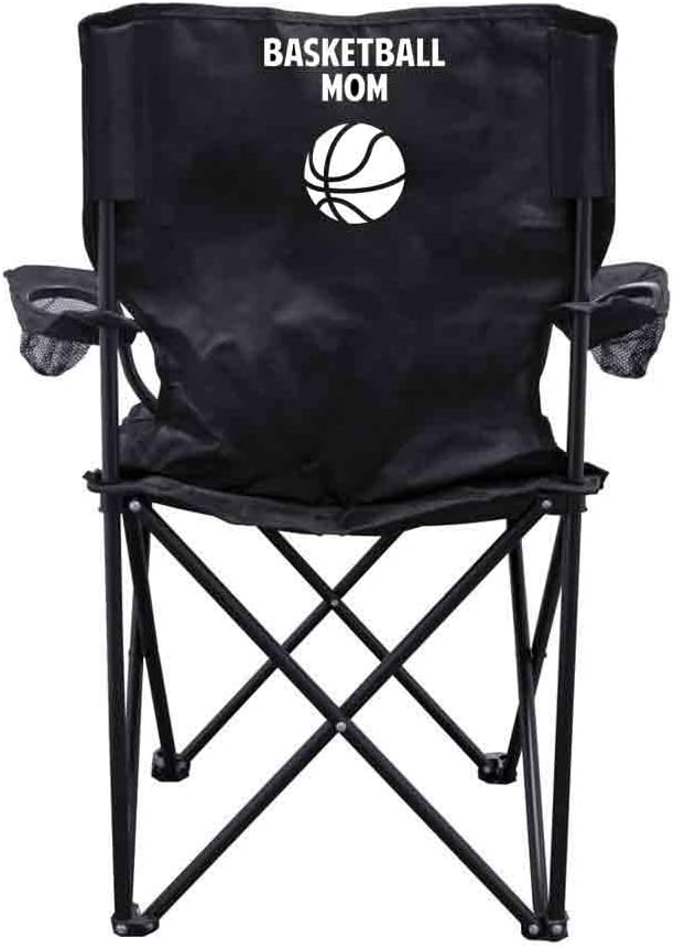 VictoryStore Outdoor Camping Chair - Basketball Mom Black Folding Camping Chair with Carry B