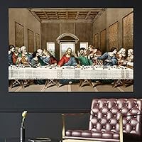 SIGNWIN Framed Canvas Wall Art The Last Supper Painting by Leonardo da Vinci Graffiti & Street Art Famous People Pop Art Modern Urban Multicolor for Living Room, Bedroom, Office - 12x18 inches