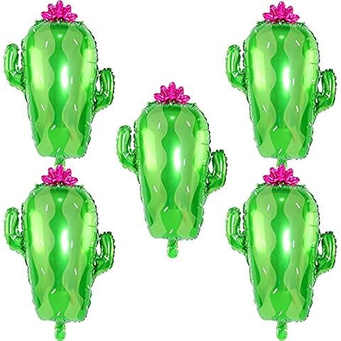 HORUIUS Cactus Balloons Cactus Shaped Foil Mylar Balloons for Birthday Party Taco Party Decor Supplies Mexican Party Decorations 5PCS Cover