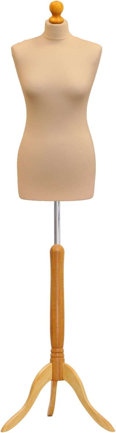 STERLING SILVER LTD Female Tailors Dummy Mannequin Cream Size 8/10 Dressmakers Dummies Fashion Students Display Bust With A Light Wood Base