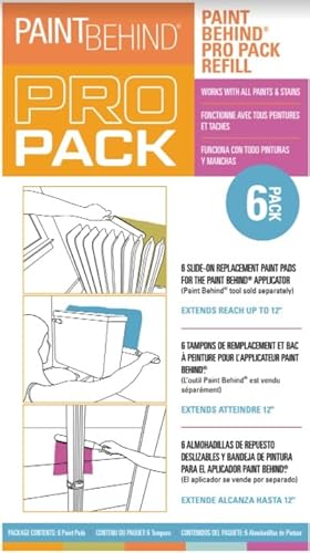 PAINT BEHIND Refill 6 Pack with Tray 16 in. L x 12 in. W x 12 in. H Nylon Flat Paint Brush Toilet Tool - Hard to Reach Areas, Wall Painting Supplies for Home Improvement Paint Kit - Image 2