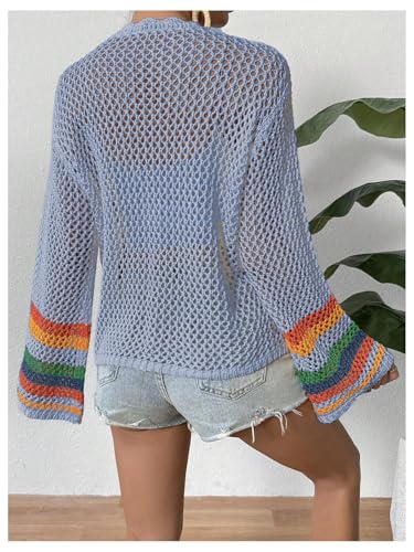Image of SHENHE Women's Floral Crochet Cardigan Hollow Out Open Front Long Sleeve Cardigan Sweater
