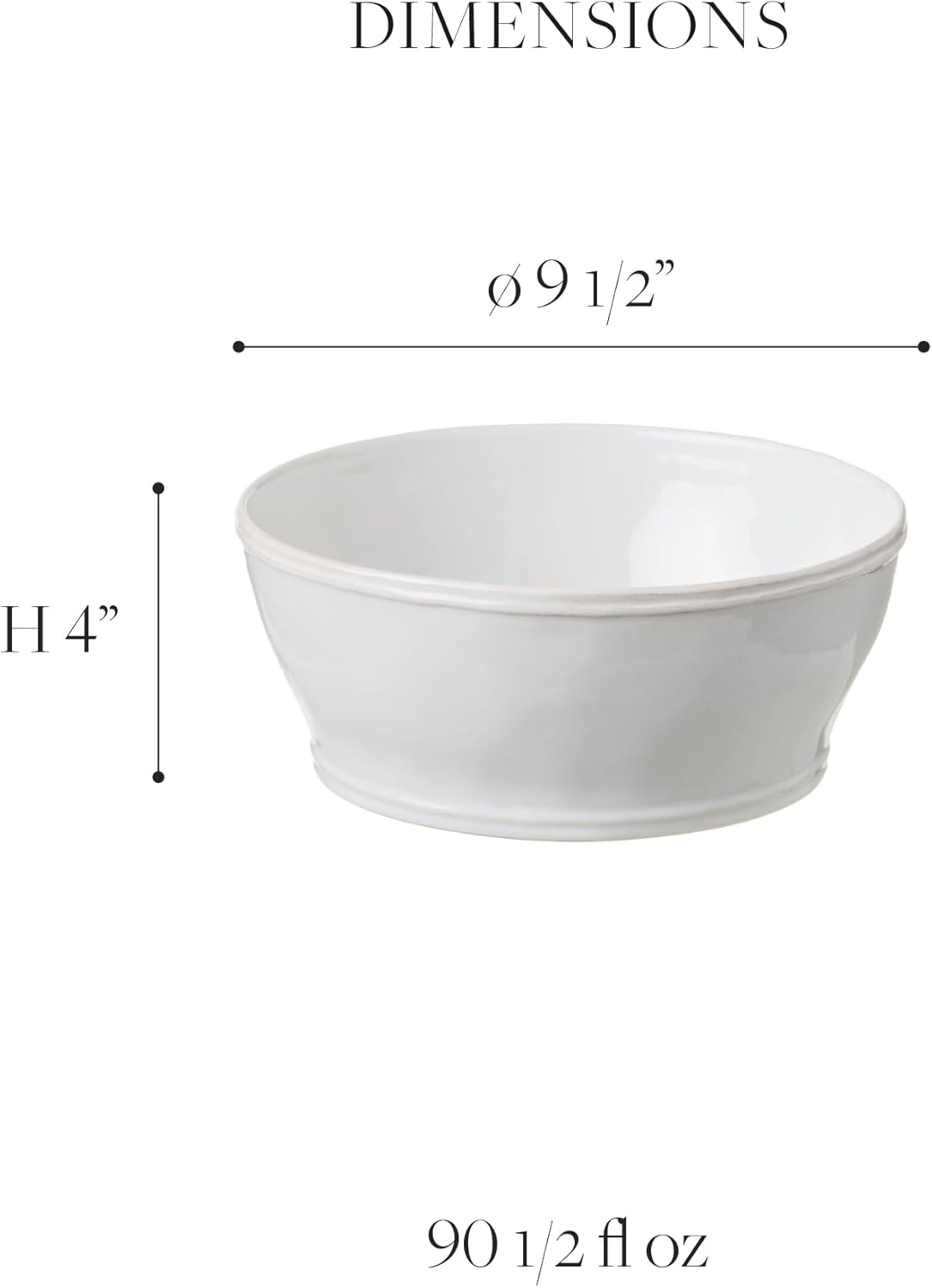 Casafina Ceramic Stoneware 9.5" x 4", 98 oz Serving Bowl - Fontana Collection, White | Microwave & Dishwasher Safe Dinnerware | Food Safe Glazing | Restaurant Quality Serveware