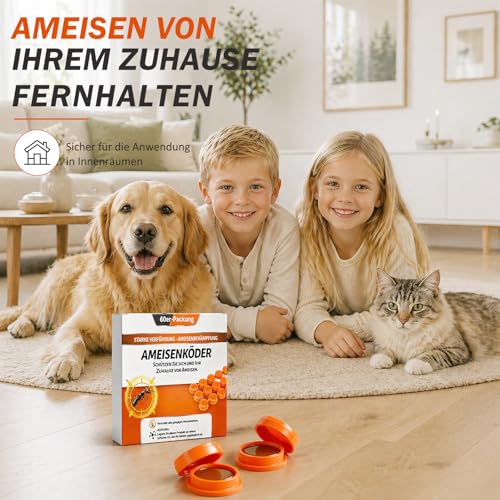 60 Stück Ameisenköderdose für Innen - Ameisenfalle Ameisen Gel Köderdose für Innenräume und Außen, Ameisenköder Ant für Haus, Küche, Balkon, Terrasse & Garten