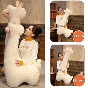 Hofun4U Llama Plush Pillow, 51 Inch Alpaca Plush Long Body Pillow, Alpaca Stuffed Animal, Christmas Holiday Birthday Gift (White) Hofun4U Llama Plush Pillow 51 Inch Alpaca Plush Long Body Pillow Alpaca Stuffed Animal Christmas Holiday Birthday Gift White