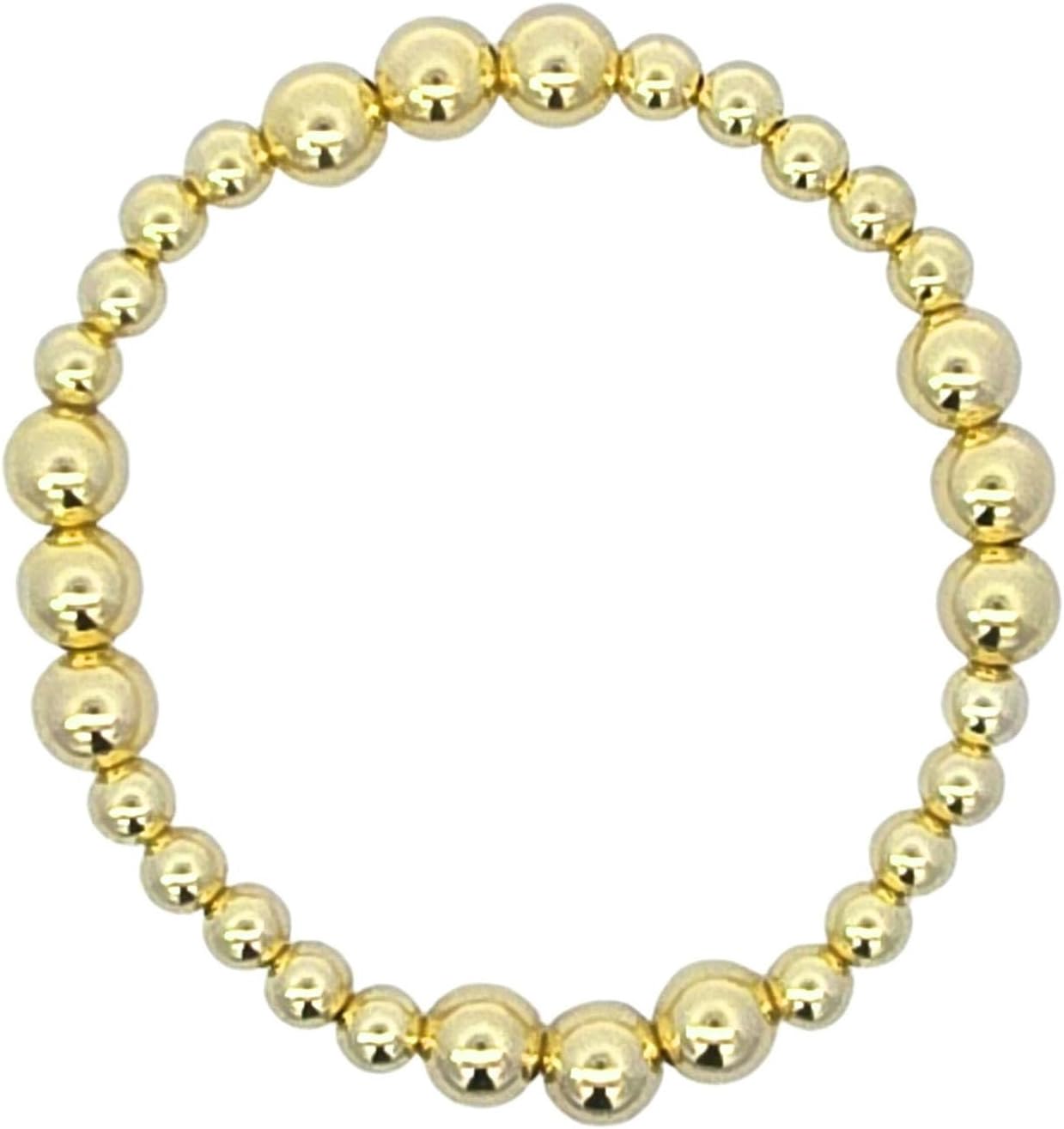 Anela 14kt Gold Filled Beaded Stretch Bracelet - 5mm & 7mm Beads, Tarnish-Free Dainty Jewelry for Women, Great Gift Idea for any Occasion