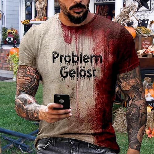 T-shirt d'Halloween sanglant grande taille à col rond pour homme et femme style décontracté