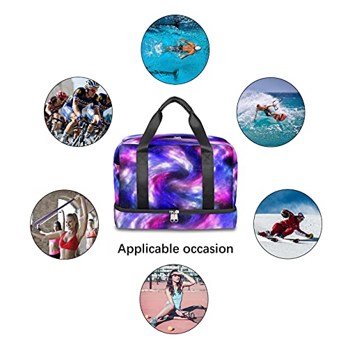 Travel Duffel Bag Galaxy Nebula Star Waterproof Sports Tote Gym Bag Weekender Overnight Bag with Wet Pocket and Shoes Compartment Duffel Bag For Men Women