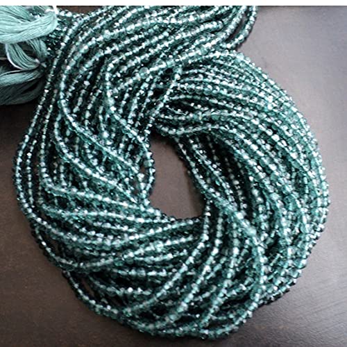Quartz aquamarine perles rondelles micro-facettées 4mm pour fil création bijoux DIY collier